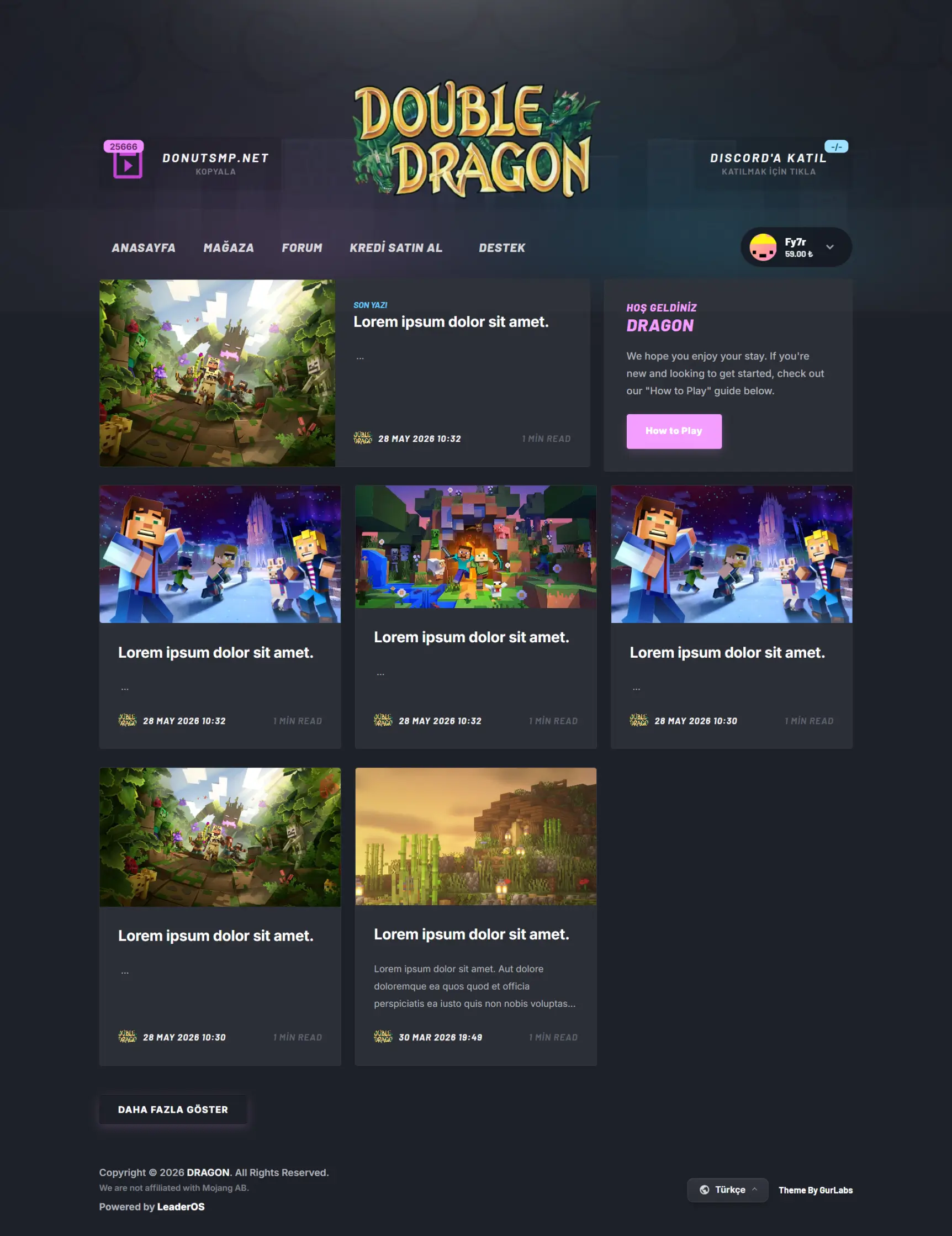 LeaderOS Dragon Teması Demo