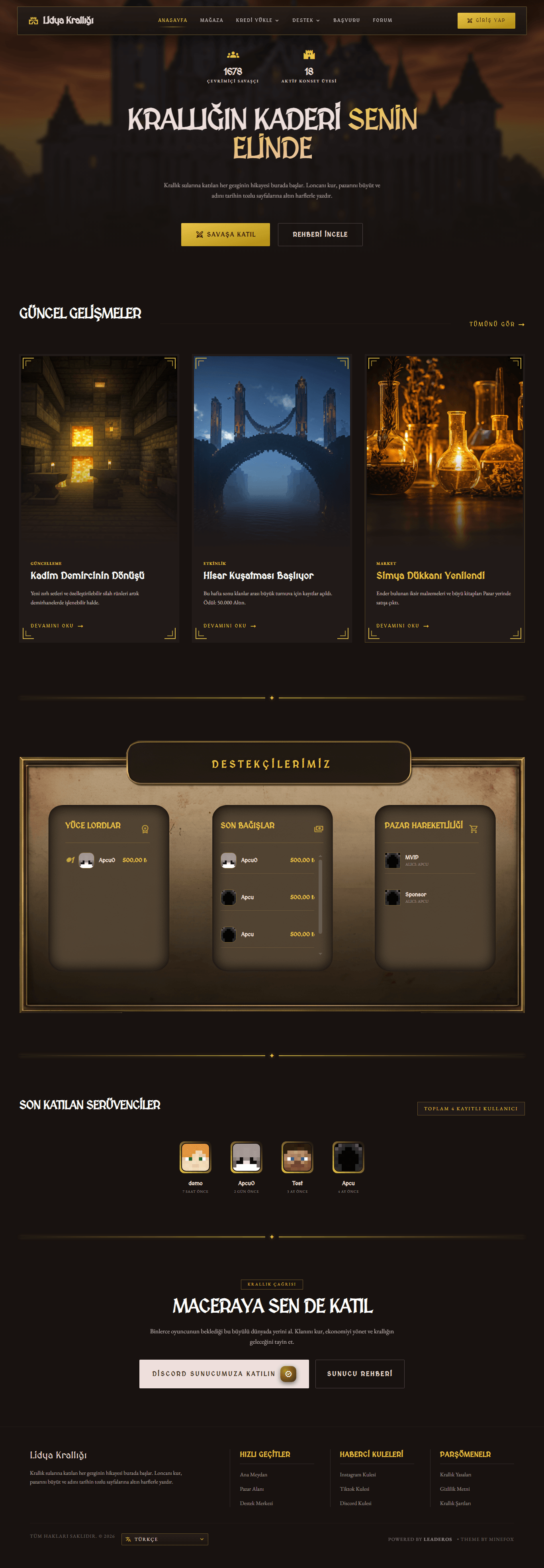 LeaderOS Medieval Teması Demo